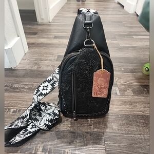 Sam & Hadley Black Embossed Backpack